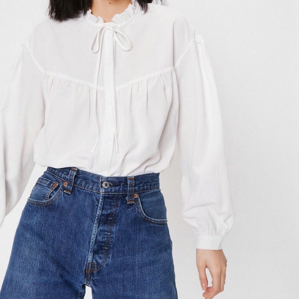 Chiffon High Neck Ruffle Blouse - Picture 3 of 5